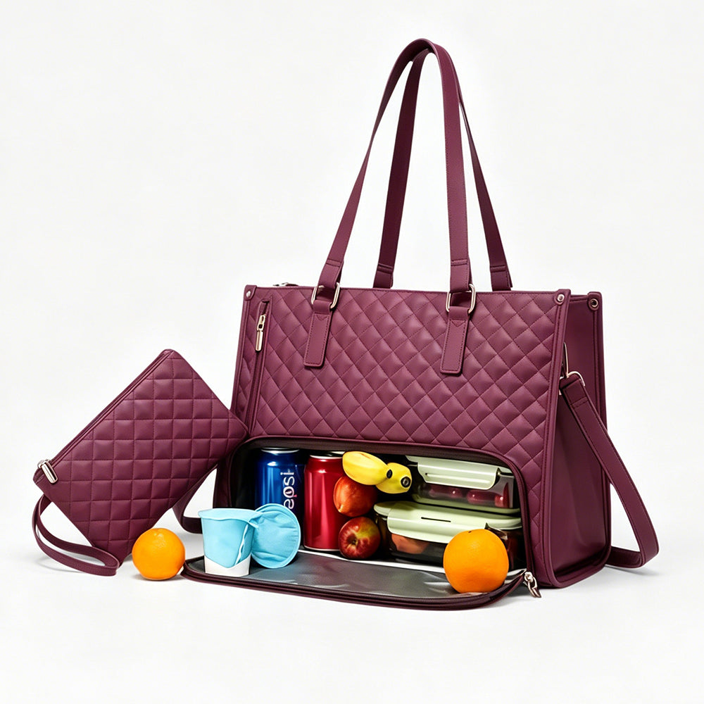 2-in-1 Tote Travel Bag and Wallet with Insulated Lunch Compartment