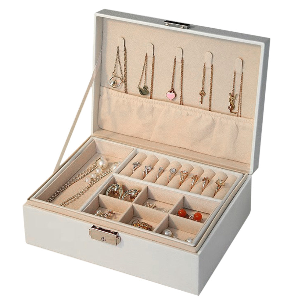 Jewellery Organiser Case Box Holder Storage Earring Ring Display with Lock and Key