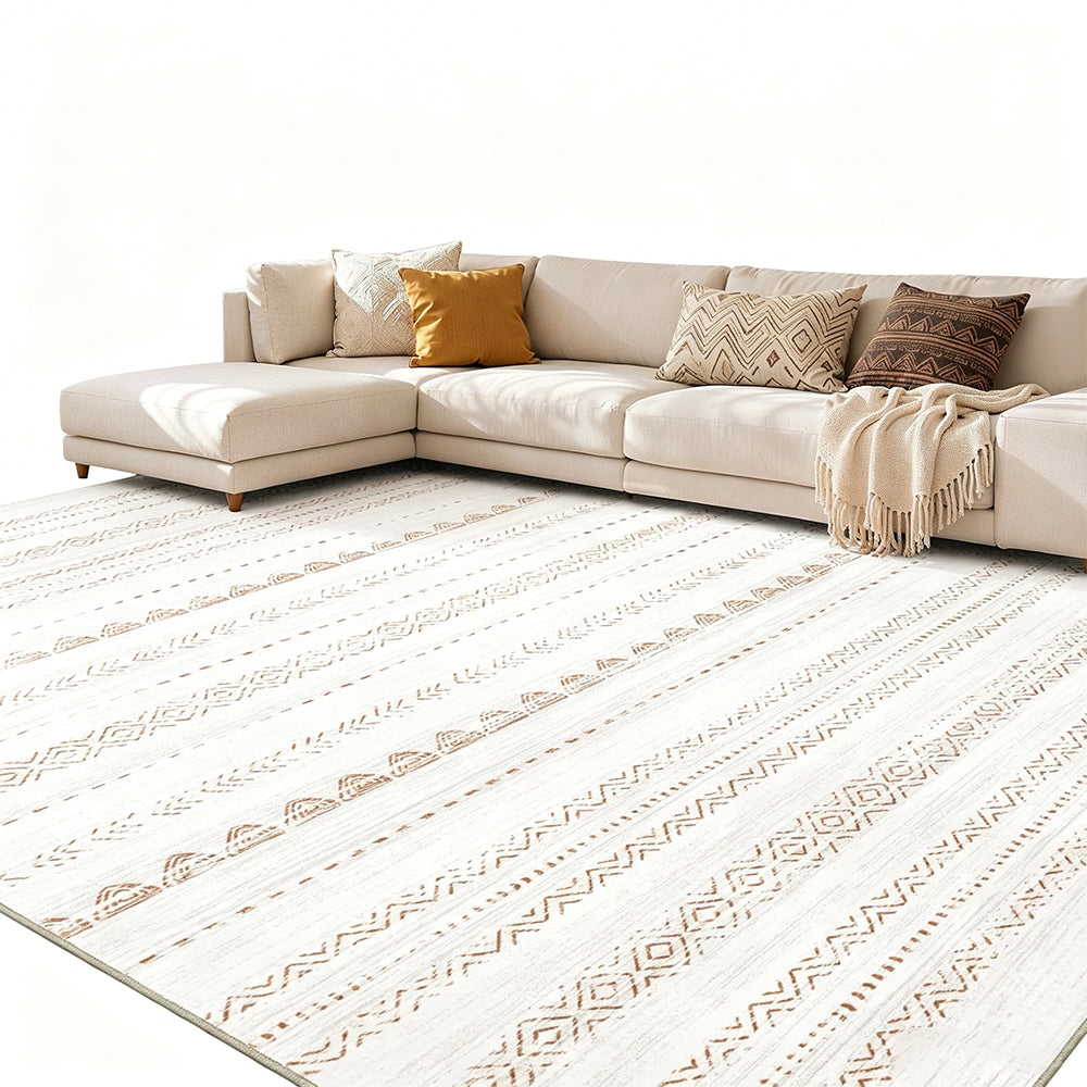 Bohemian Rug Crystal Velvet Machine Washable Non-Slip Scratch-Proof for Living Room Bedroom Dining Room-Red