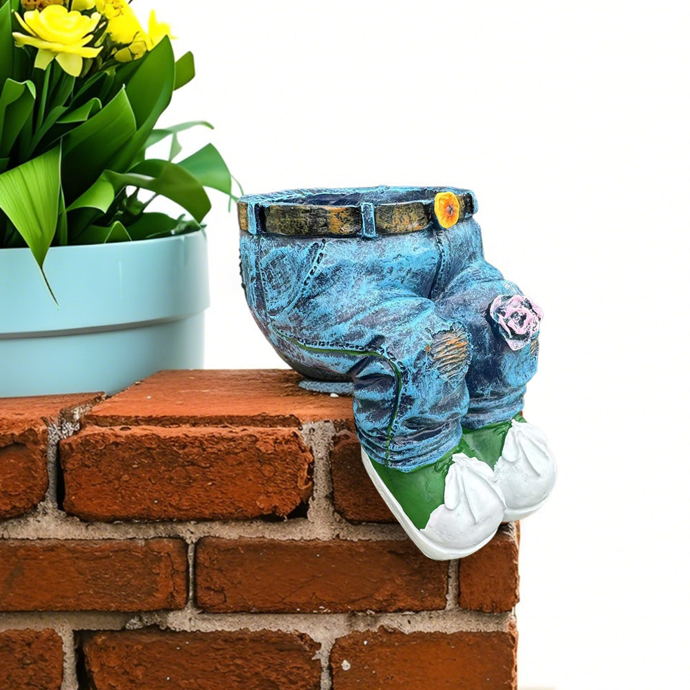 Creative Resin Jeans Shape Outdoor Planter Garden Decor Pot for Home Lawn Yard