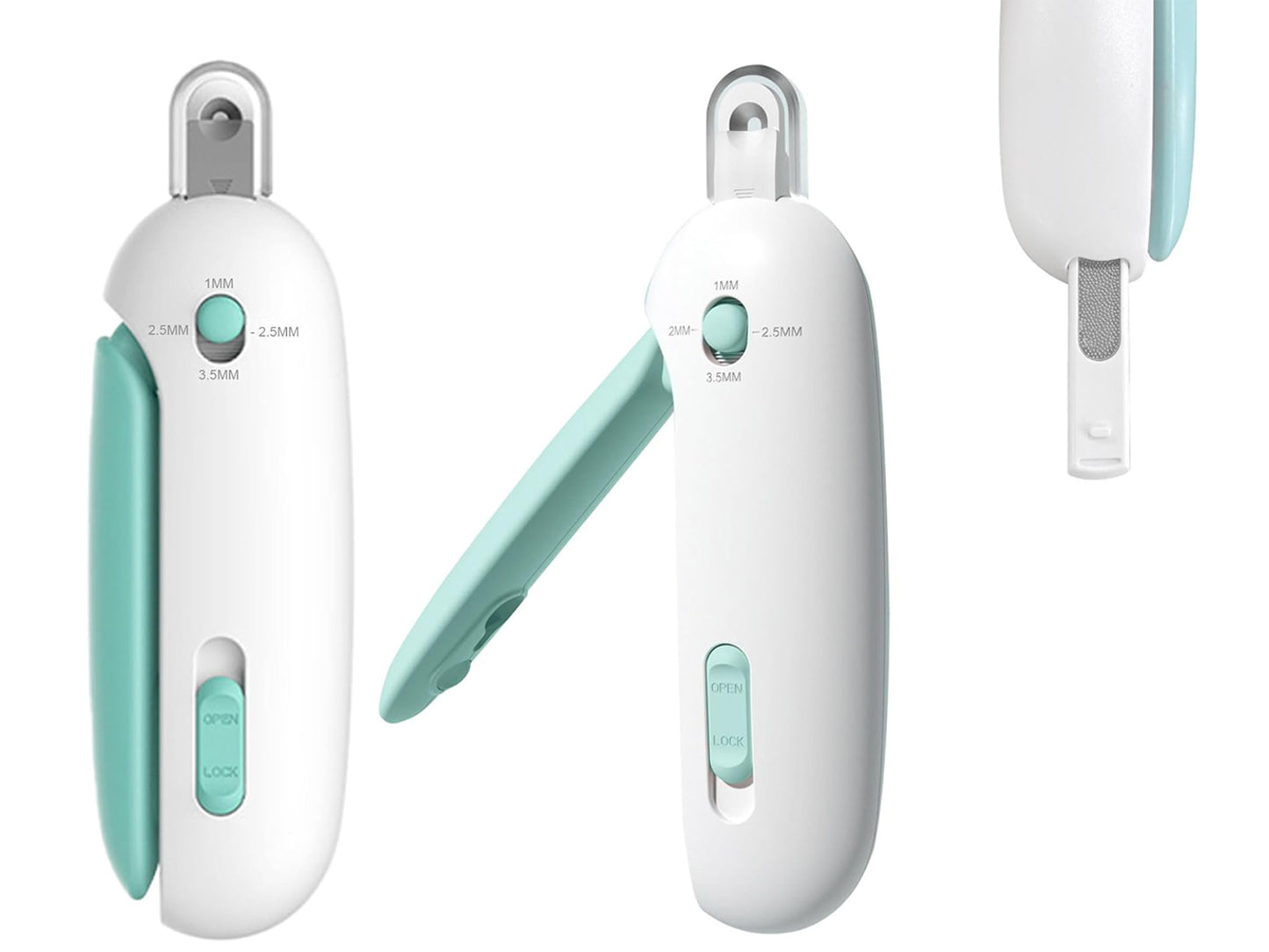 2 X Adjustable Aperture Cat Nail Clipper with Nail File and Nail Storage