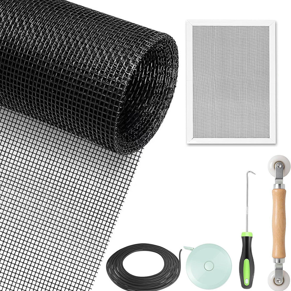 DIY Window Screen Repair Kit Fiberglass Mesh with Tools for Doors Patio Porch
