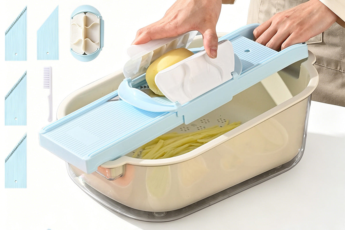 Kitchen Vegetable Cutter and Slicer 4 Blades - Option for Colander