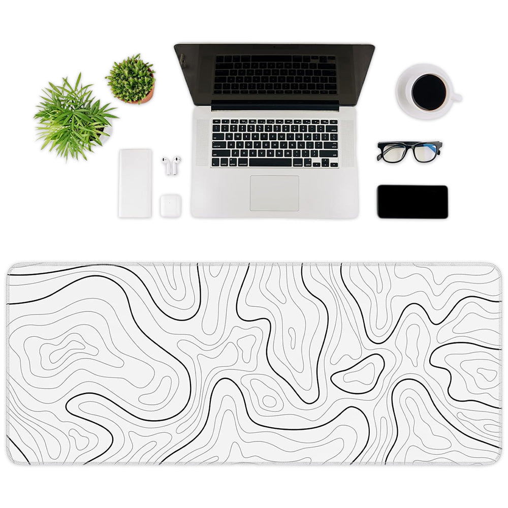 Keyboard Mouse Pad with Smooth Cloth Surface and Non-Slip Rubber Bottom for Office and Gaming Use-White