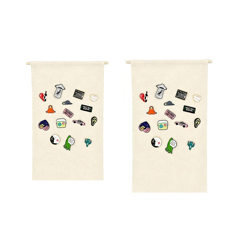 2 Piece Canvas Pin Badge Organizer Display Banners for Wall Hanging