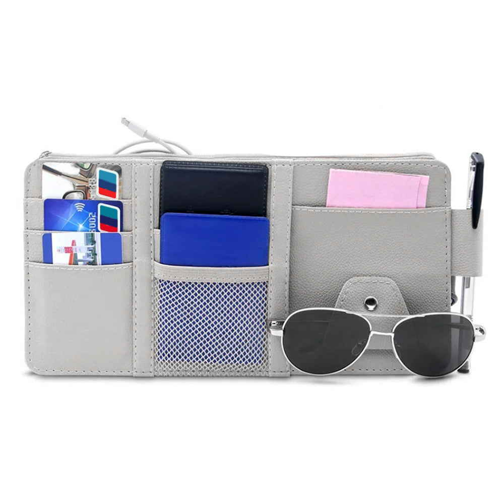 Car Sun Visor Organizer Driver License Sunglasses Holder Pocket