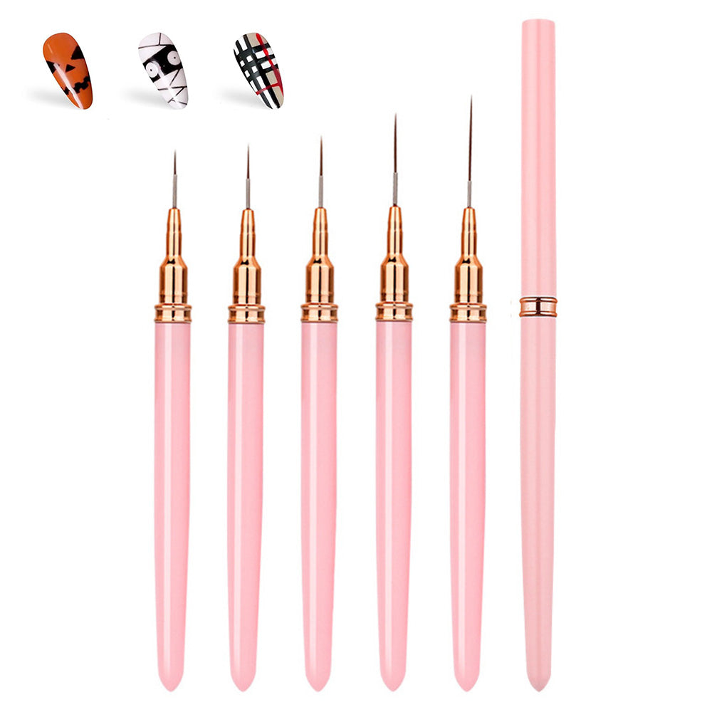 5PCS Nail Art Liner Brushes Set Nail Tools For Long Lines Thin Details Fine Drawing