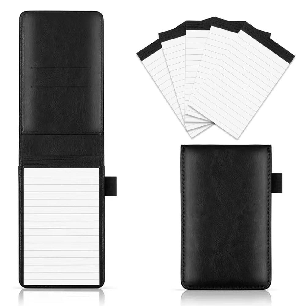 A7 Mini Pocket Notebook PU Leather Notepad with Pen Holder Card Slot