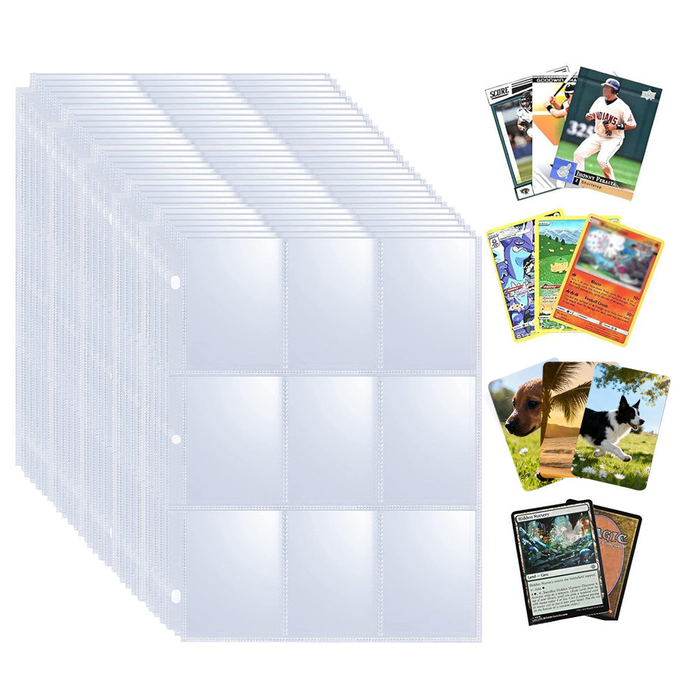 50 100Pcs 9 Grids Album Baseball Holder Sheets Double Side for Card Sleeves Photos