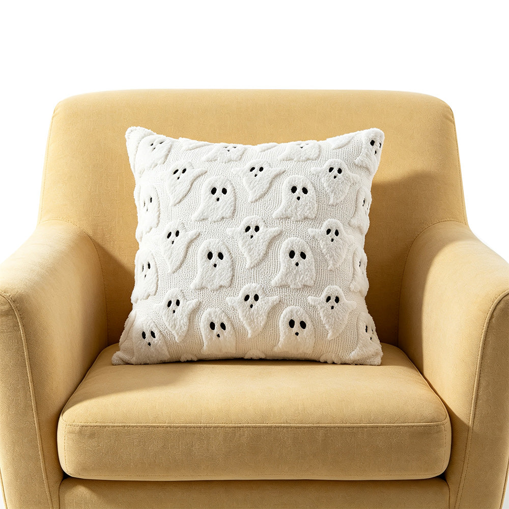 Cute Halloween Ghost Pillow Cover with Zipper for Living Room Bedroom Office