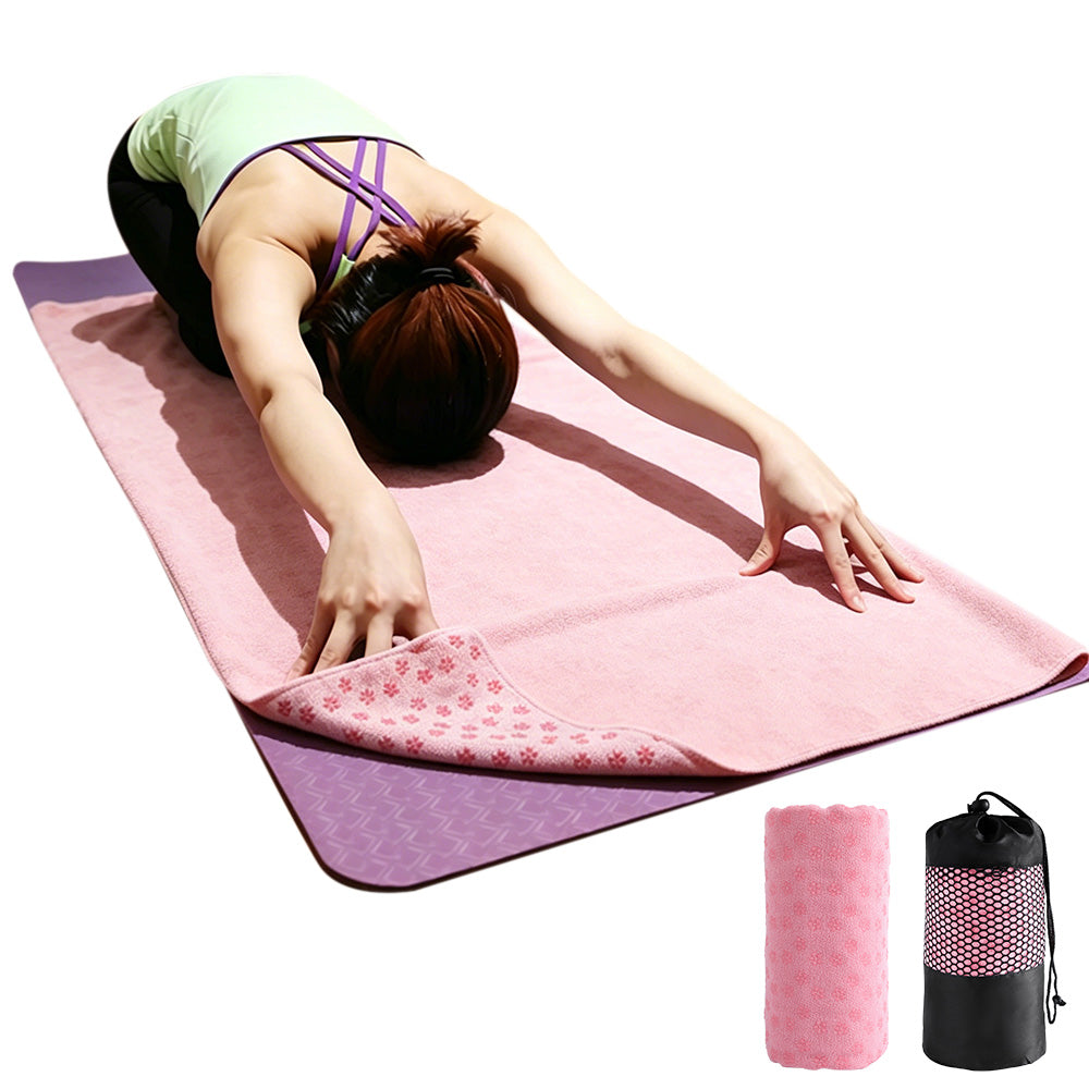 Non Slip Yoga Towel Mat with Microfiber for Gym Hot Yoga Pilates Workout