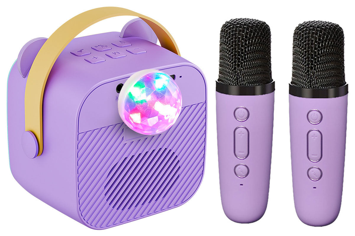 Bluetooth Karaoke Machine with 2 Wireless Microphones Disco Party Lights Voice Changer