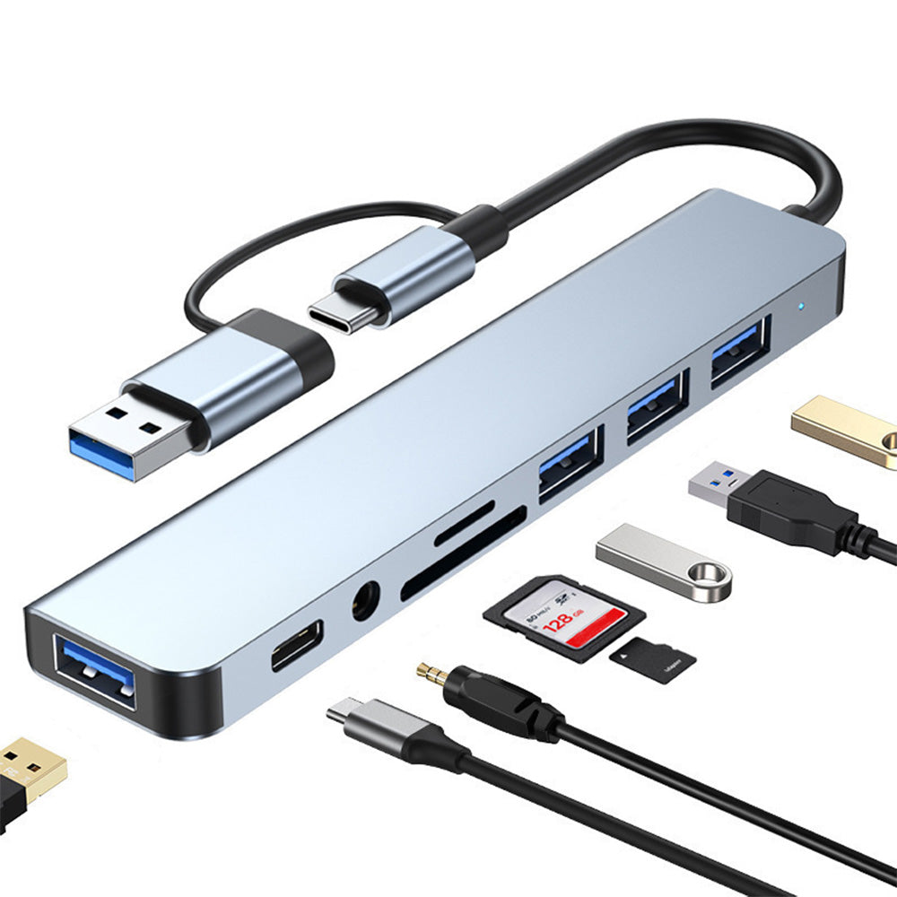 8 In 1 USB-C And USB-3.0 HUB Multiport Adapter Multifunction Splitter Docking Hub