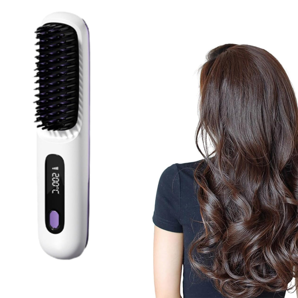 Portable Cordless Hair Straightener Comb with LED Display Negative Ion Heating