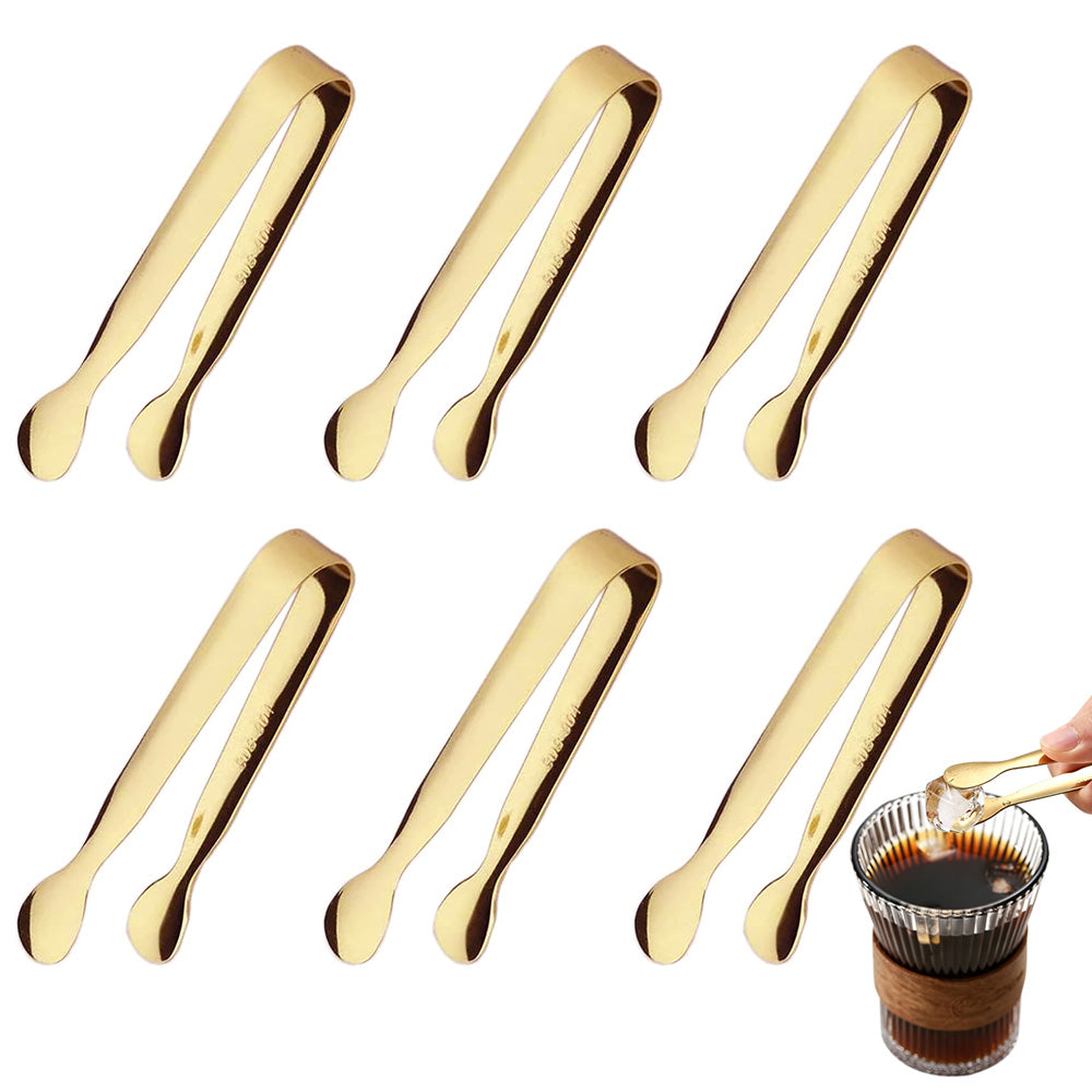 6PCS Ice Tongs Mini Sugar Tongs Stainless Steel Kitchen Utensils Set