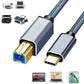 USB 2.0 Printer Cable Type C to USB 2.0 and USB to USB 2.0 1.5m Braided Cord for Scanner