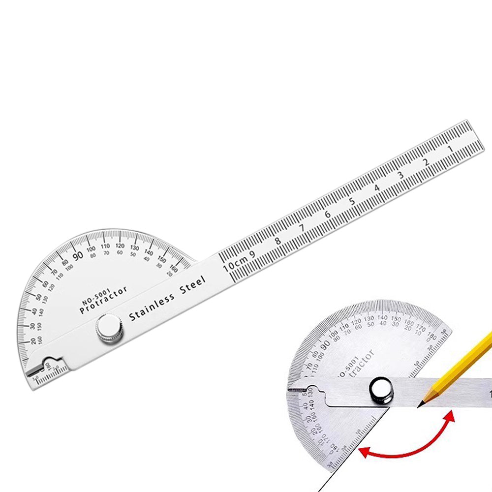 Stainless Steel Angle Protractor 0-180 Degree Gauge for Woodworking DIY Measuring Tool