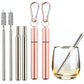 2 Pack Collapsible Stainless Steel Travel Straws with Keychain Cases