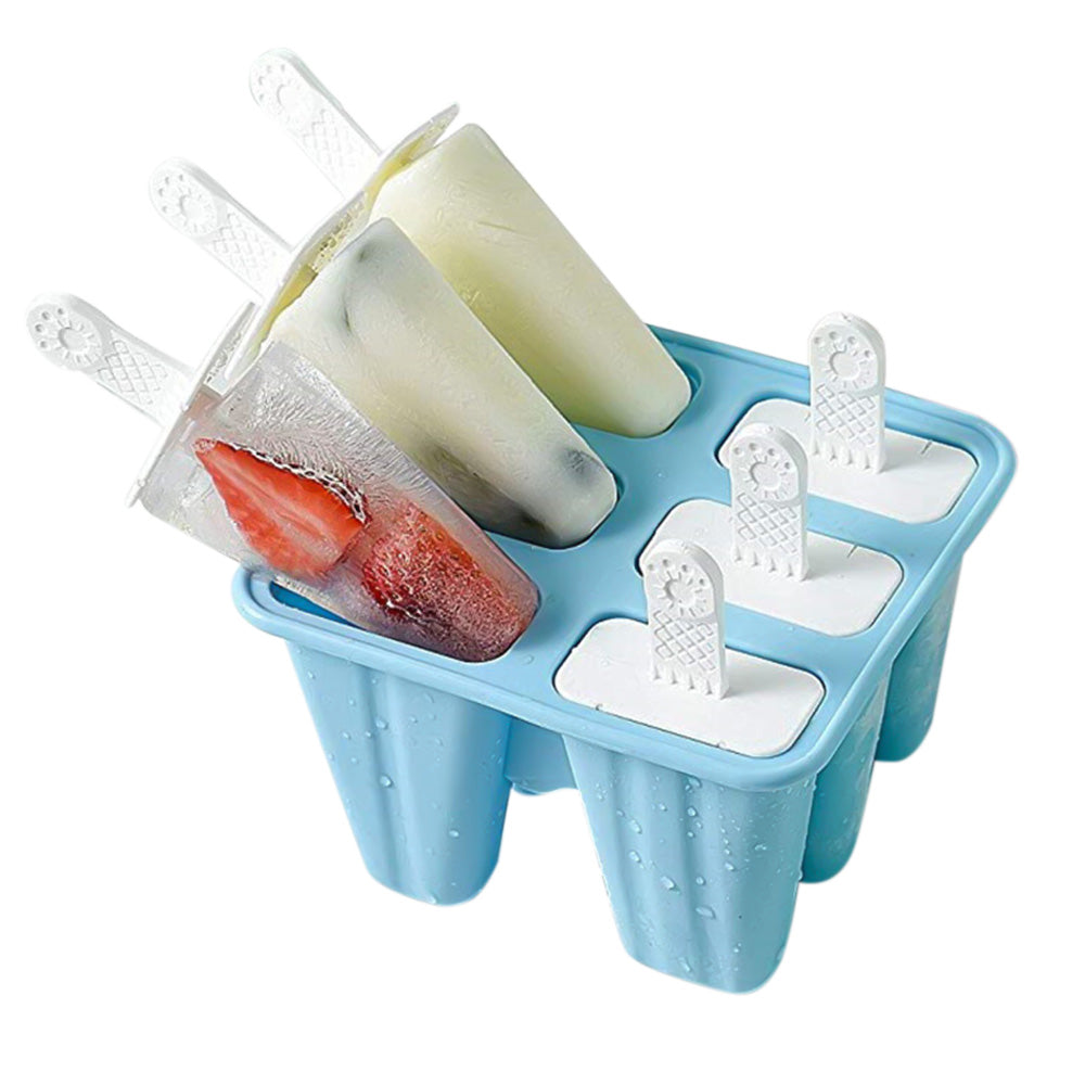 6 Cavity Ice Cream Mould Block Popsicle Molds Ice Lolly Mold With Sticks