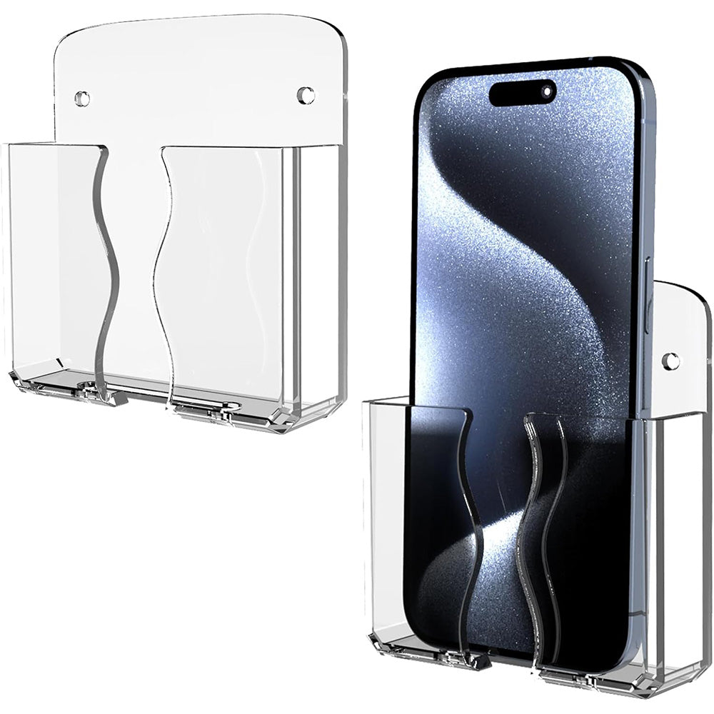 2 PCS Wall Phone Holder No Drill Adhesive Remote Control Organizer for Home Office