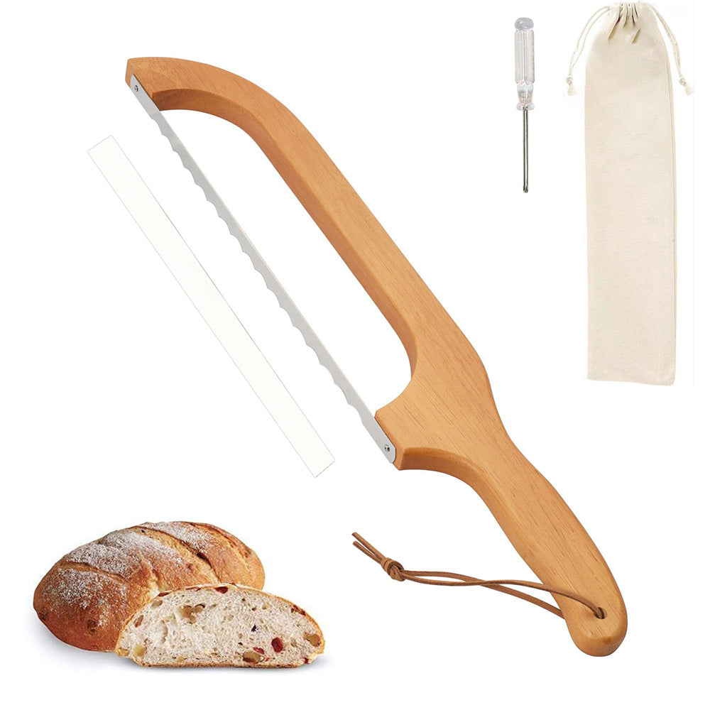 Single-Serrated Bread Bow Knife Slicer with Protective Cover
