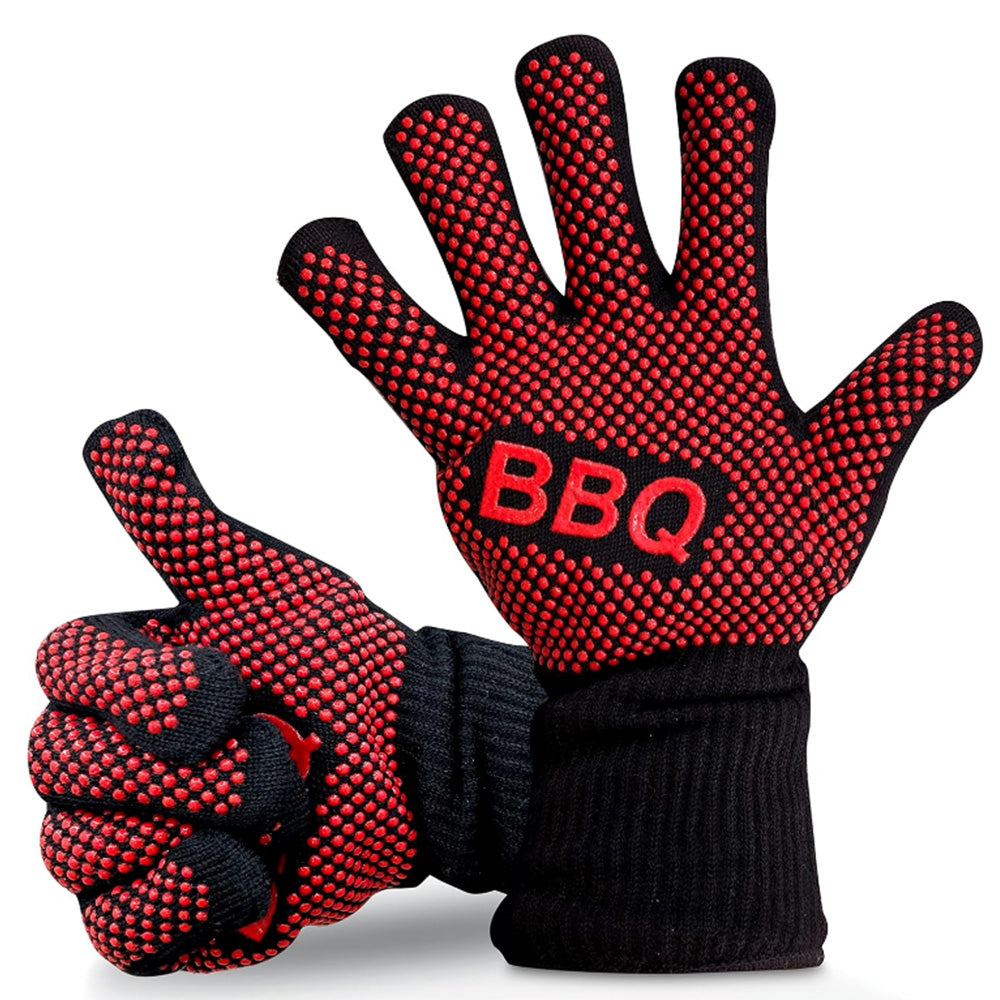 Pair of Heat-Resistant Grilling Silicone Gloves