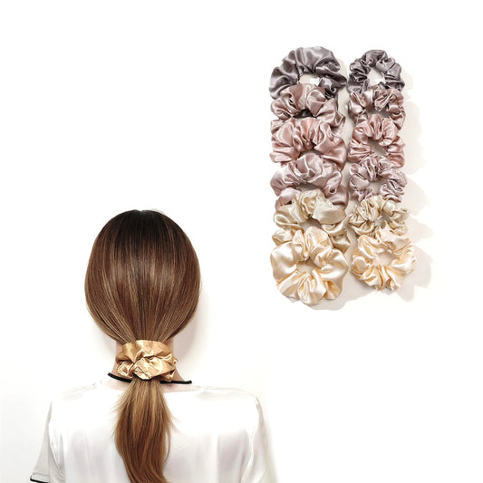 12Pcs Satin Scrunchies Soft Hair Ties Fashion Hair Bands Hair Accessories for Women Girls