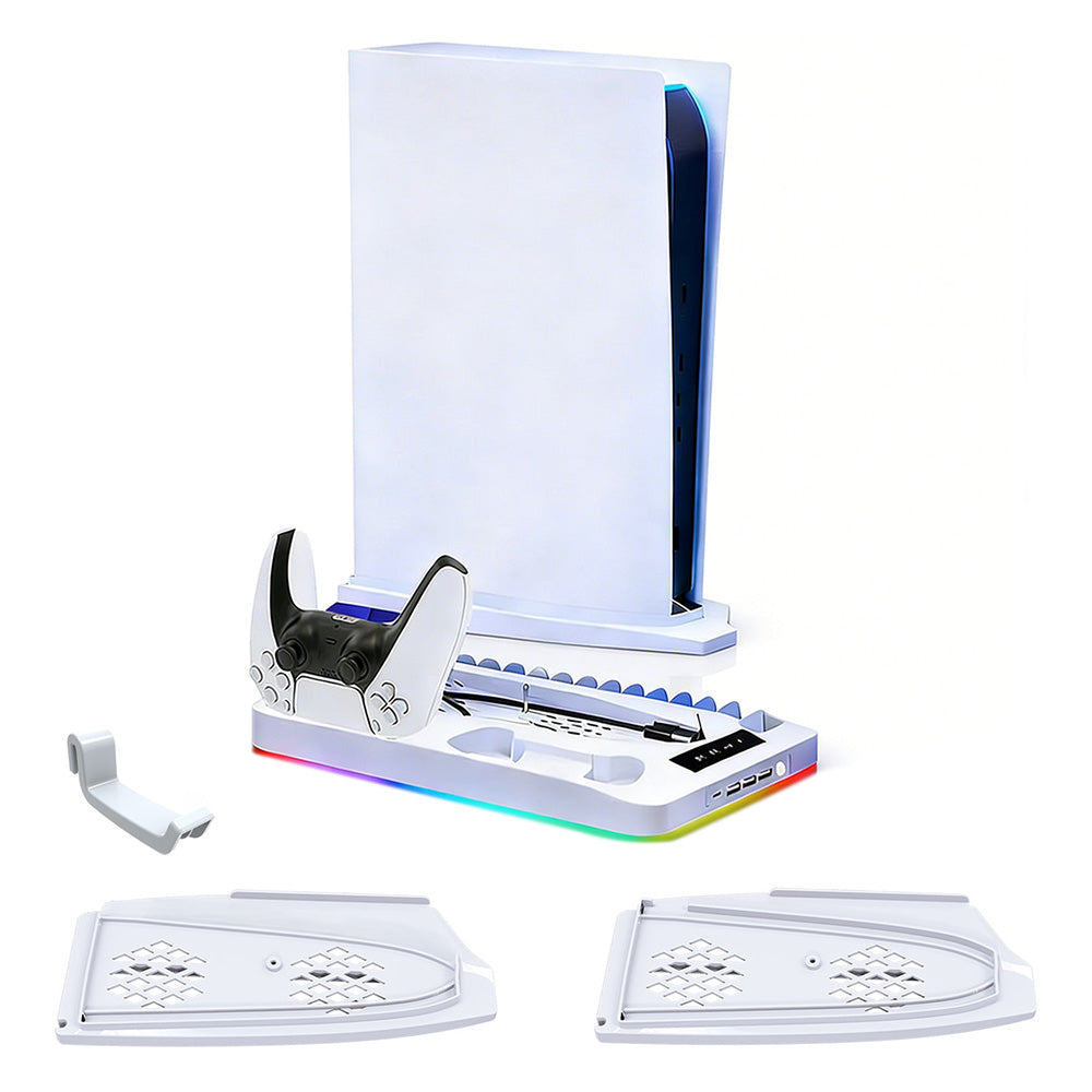 Gaming For PS5 Slim Pro Docking and Cooling Station Charger Headset Holder With RGB Light
