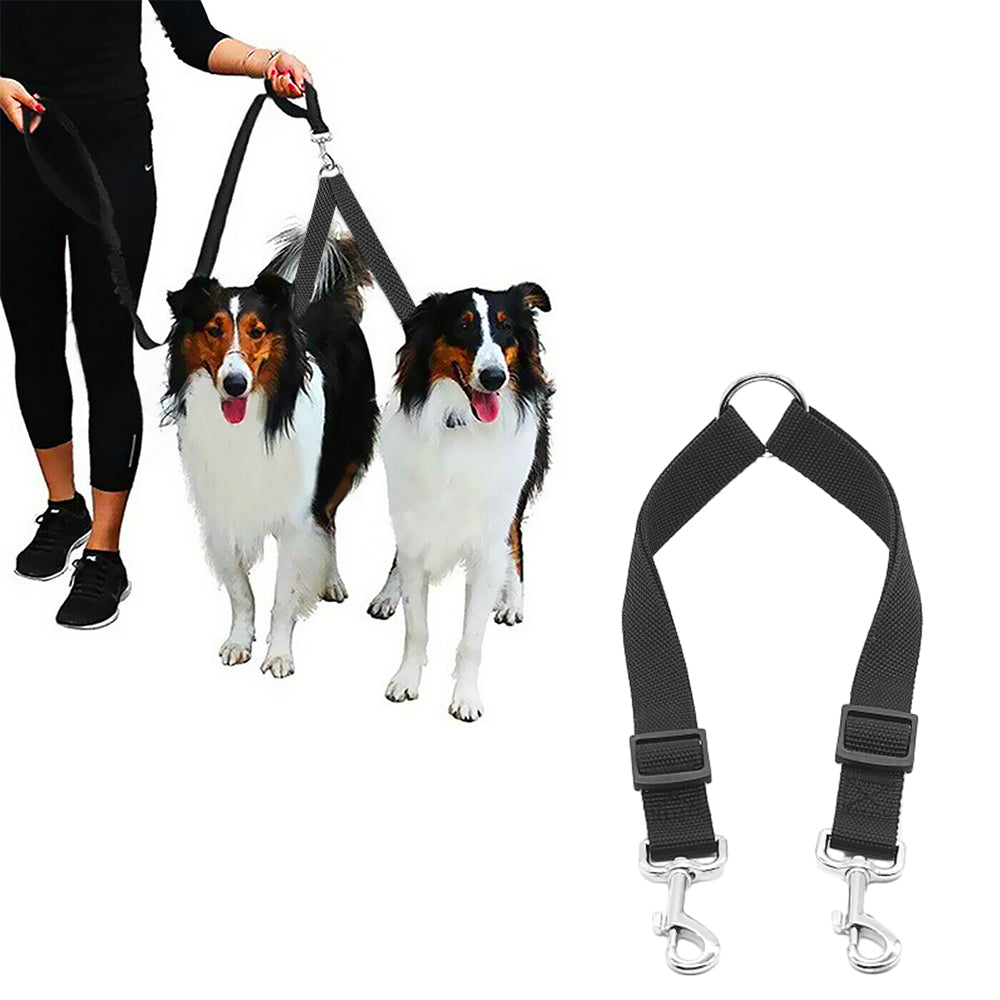 Dual Dog Leash with One Lead Coupler Nylon Harness