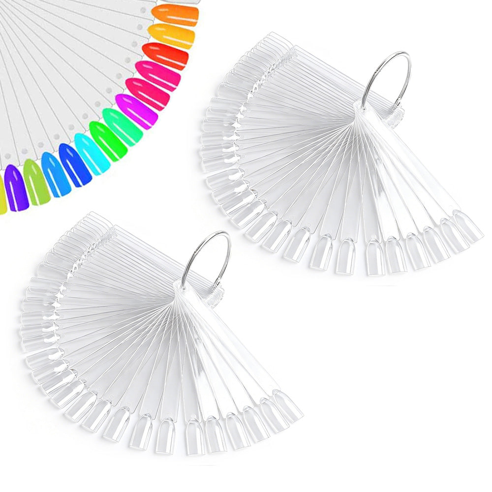 100 PCS Clear Nail Swatch Sticks with Ring Nail Art Swatch Set for Polish Display