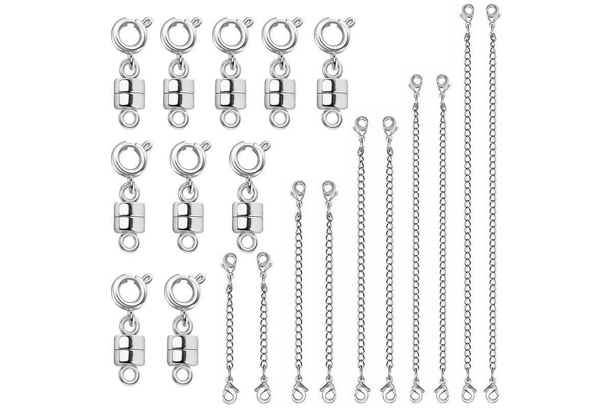 20-Piece Necklace Extender Set with Magnetic Clasps for Jewelry and Bracelets
