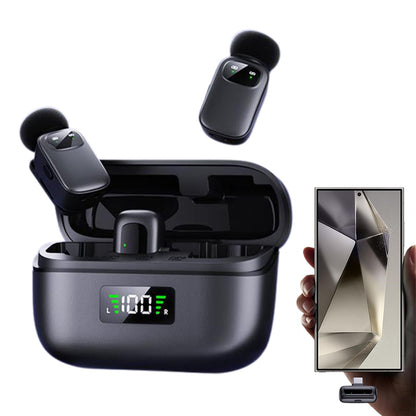 Mini Wireless Lavalier Microphone with Charging Case and AI Noise Reduction
