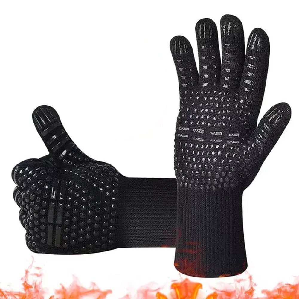 Heat Resistant Oven Gloves Double Sided Silicone Slip Resistant BBQ Gloves