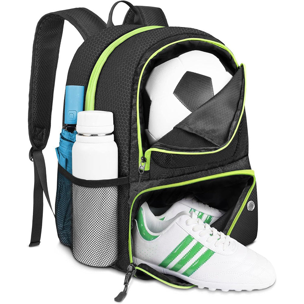Water Repellent Sports Soccer Backpack with Ball Holder and Shoe Compartment