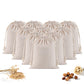 10 Pack Cotton Linen Drawstring Storage and Gift Bags in 2 Sizes