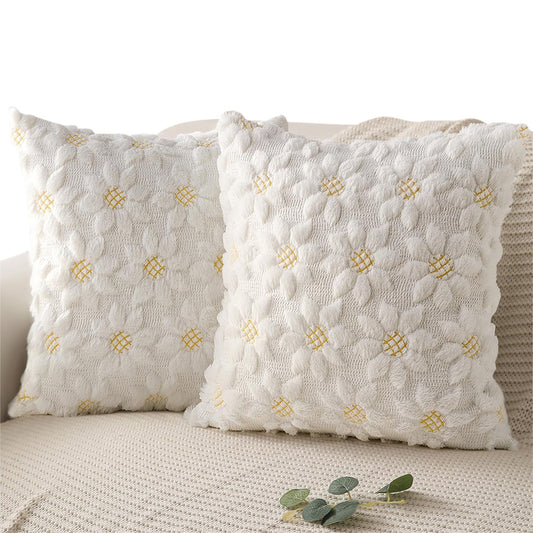 2Pcs Spring Floral Throw Pillow Covers for Couch Sofa Bed Square Cushion Cases-Sunflowers
