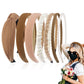 7 Piece Retro Pearl and Ribbon Hair Headband Set for Women