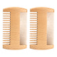 2PCS Double Sided Wooden Beard Comb for Beard Hair Portable Men Mustache Comb for Home Travel