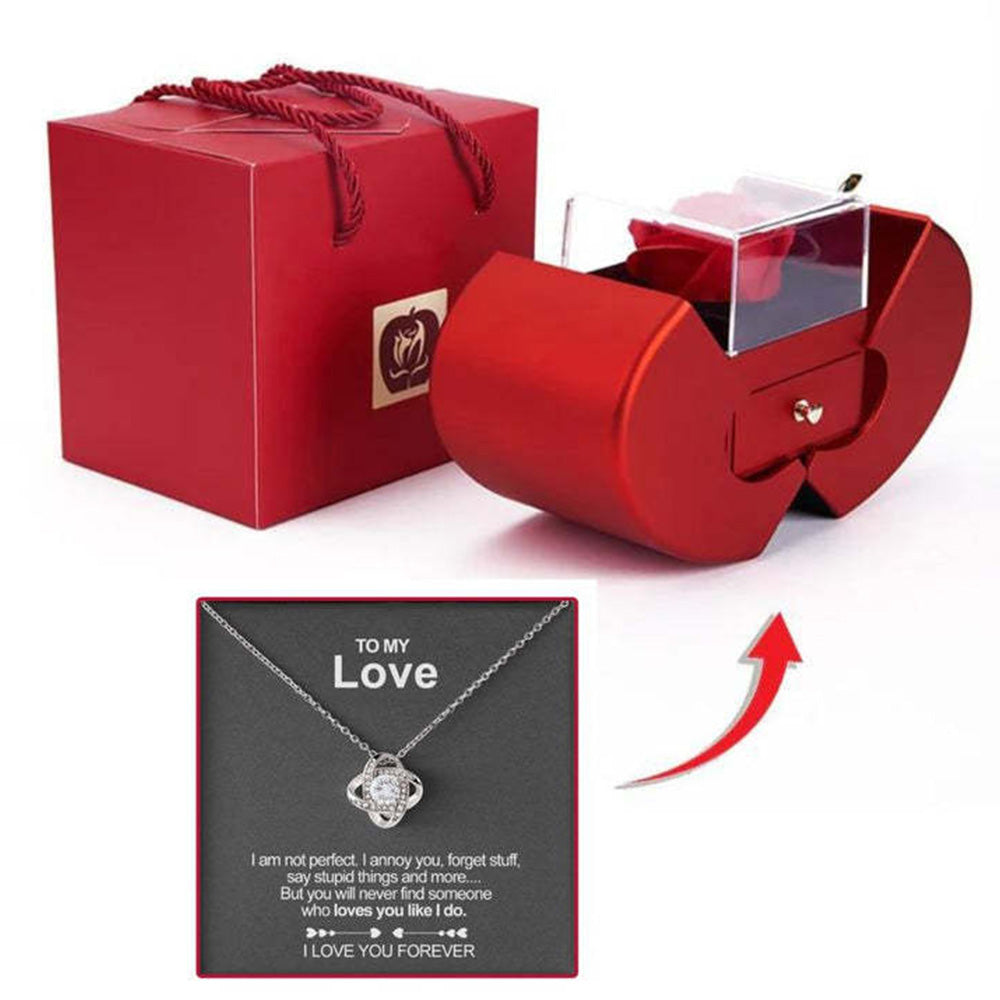 Eternal Preserved Rose Gift Box With Elegant Necklace for Mom Girlfriend Wife