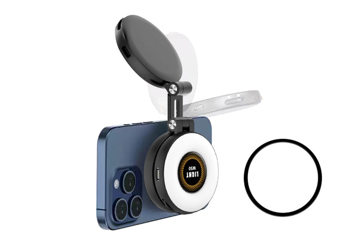 2Pcs Magnetic Phone Ring Light 3 Color Dimmable Fill Light Rechargeable Selfie Light