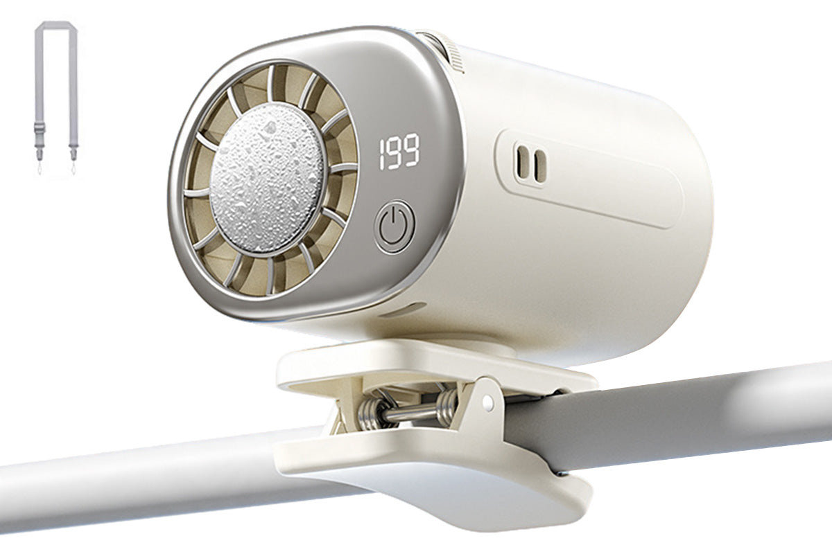 360 Rotatable 199-Speed Ice Cooling Clip Fan with Neck Lanyard TEC Semiconductor Cooling Fan Turbo Boost Wind