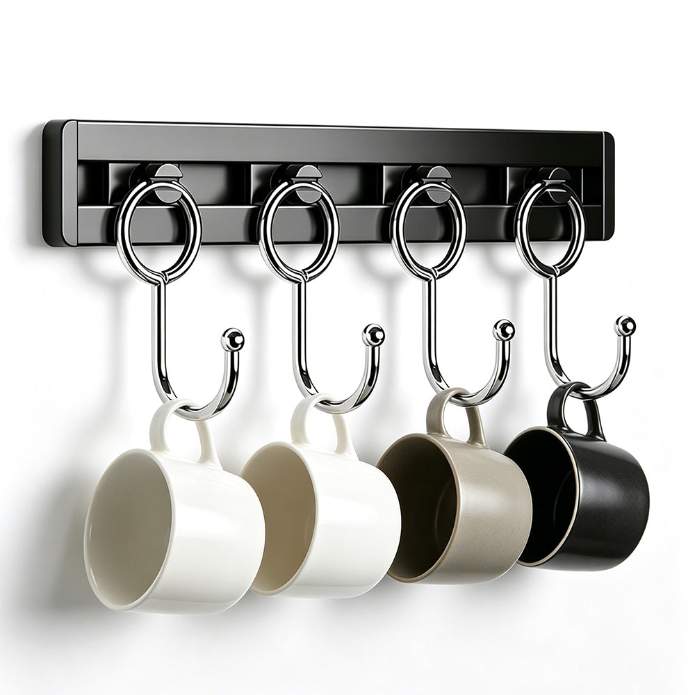 Stainless Steel Wall Mounted Kitchen Hooks Rack No Drill Utensil Organizer