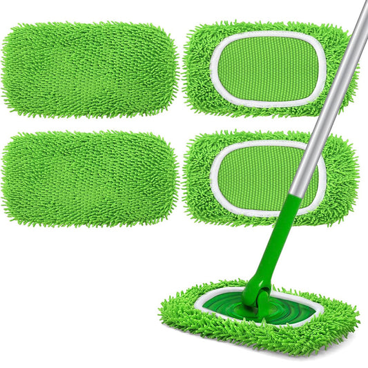 4PCS Reusable Mop Pads Compatible For Swiffer Sweeper Dry Sweeping Cloths And Wet Mopping Cloths