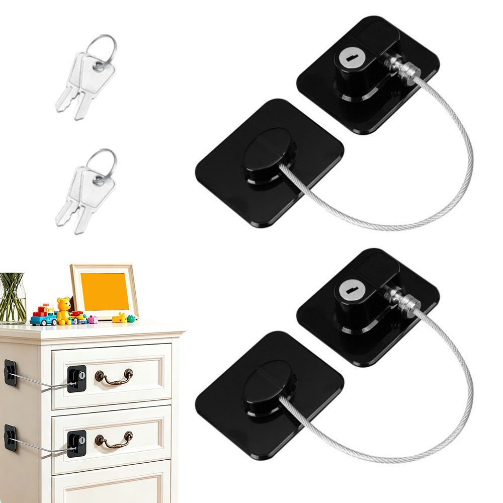 2 Pack Mini Little Ones Security Fridge Lock with Keys No-Drill for Drawer Window