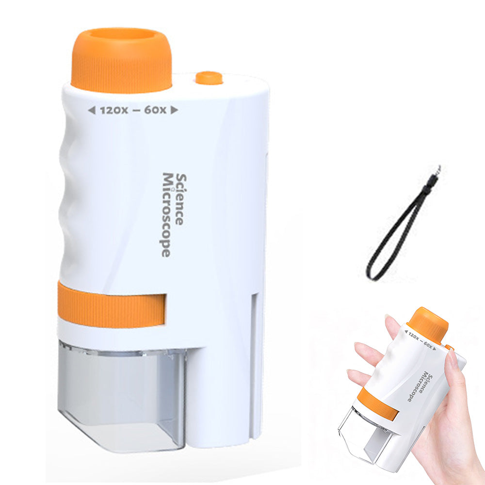 60X - 120X Portable Handheld Microscope Mini STEM Science Toy with LED Light