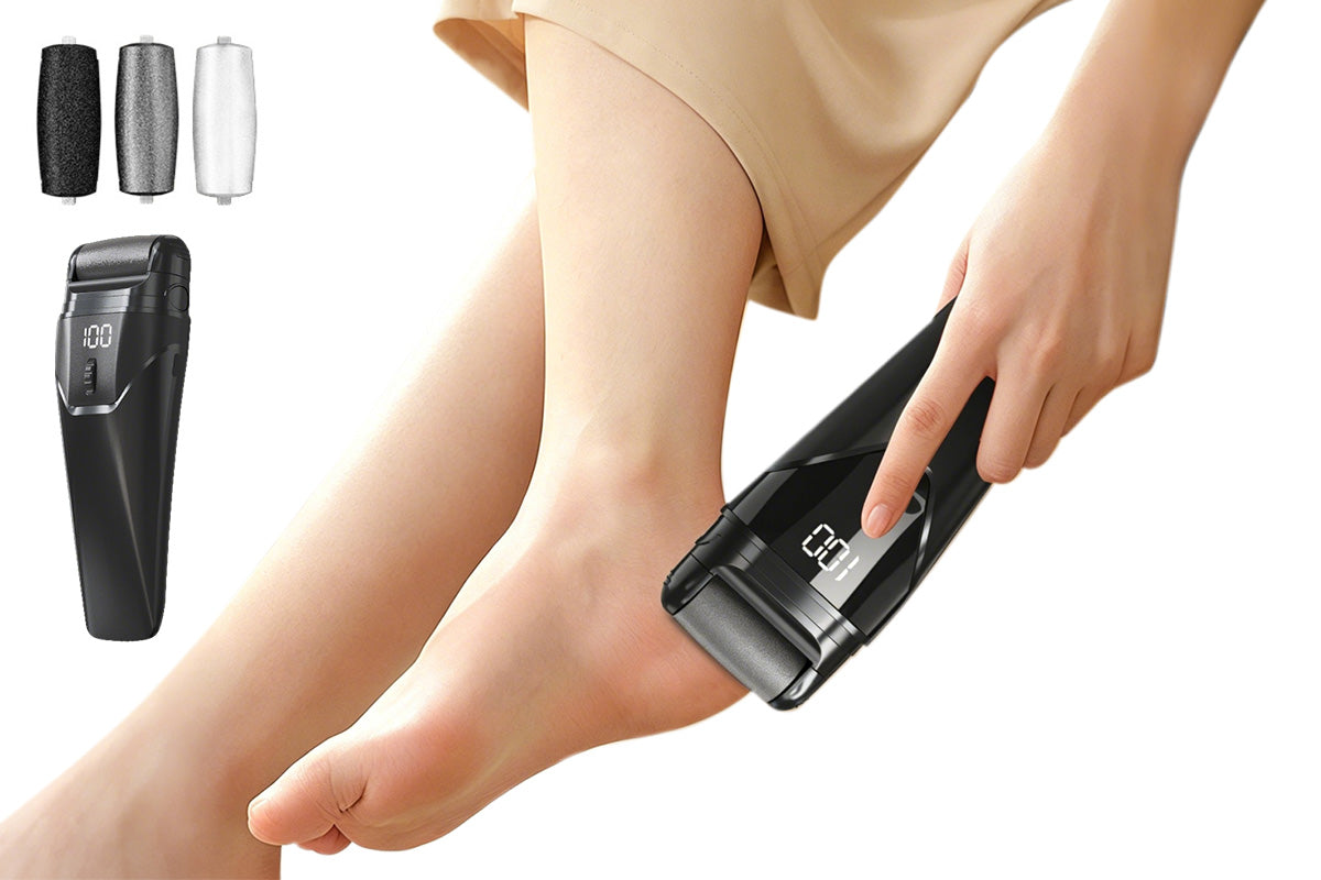 100 Speeds Electric Foot Callus Remover with 3 Rollers LED Light Foot File Pedicure Tool