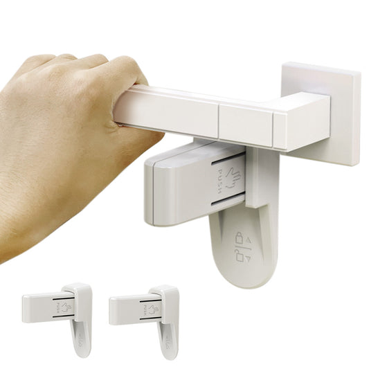 2Pcs Stick On Door Lever Lock Without Drilling Door with Adhesive for Home