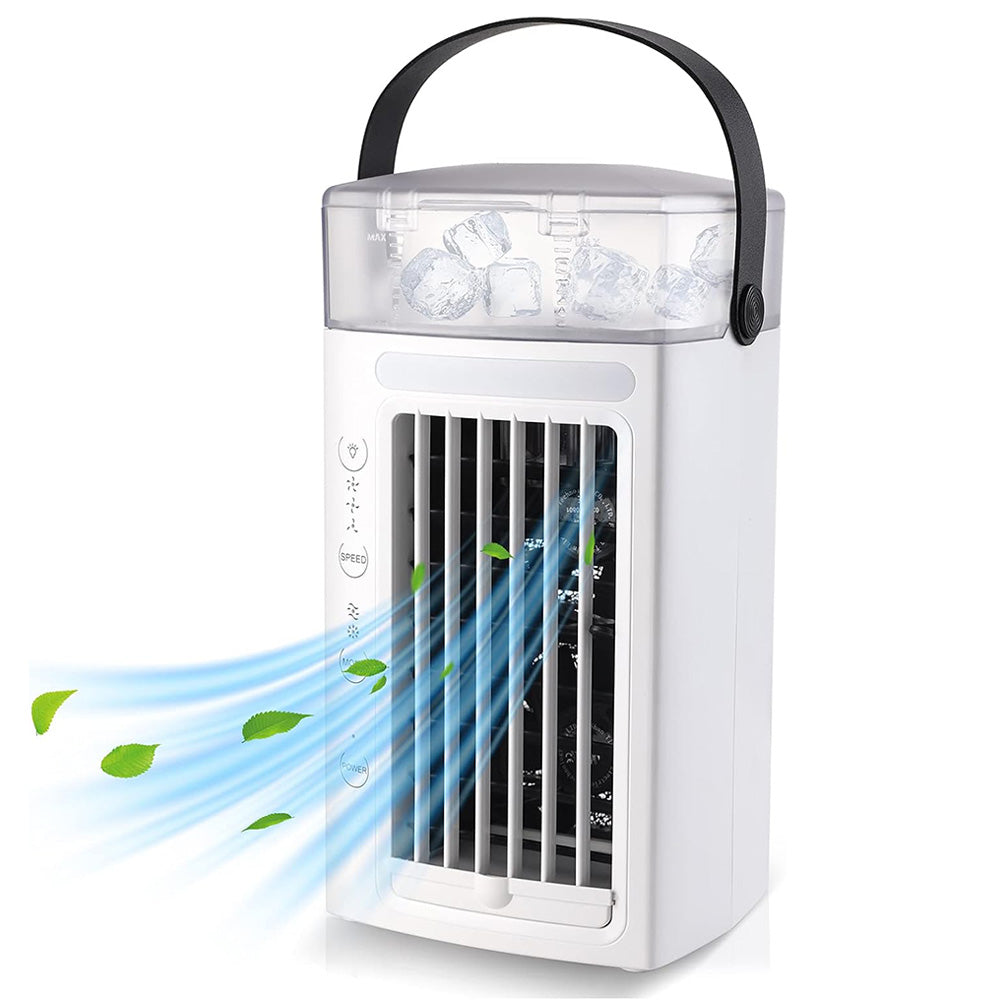 Portable Mini Dual Fan Air Cooler with LED Light and USB Power