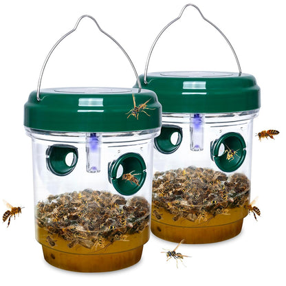 2Pcs Solar Powered Wasp Traps for Bees Hornets Outdoor Hanging Garden Protection