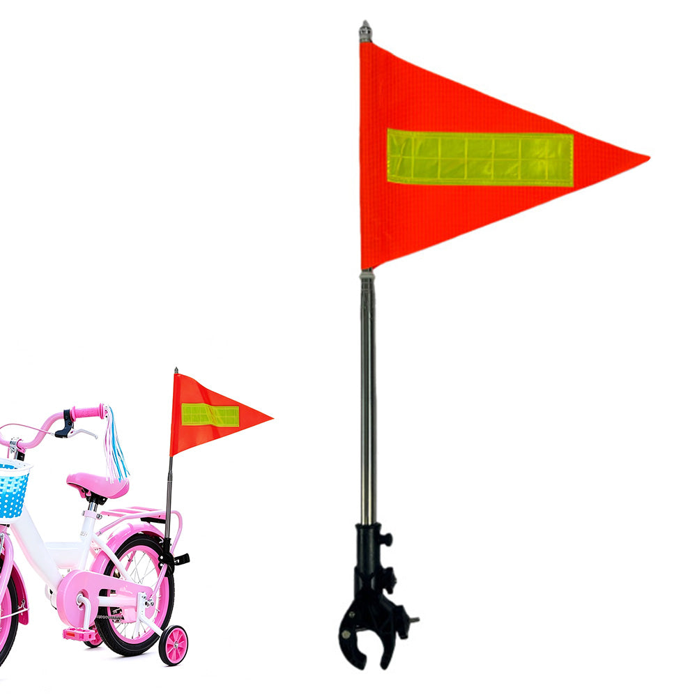 Bike Flag with Pole Reflective Strip Adjustable Stainless Steel Bicycle Handlebar Flag for Cycling